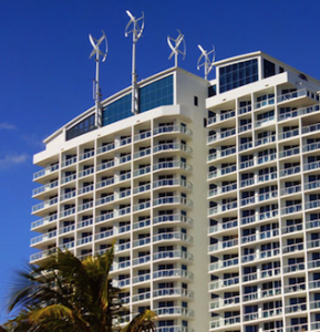 Turbinas eólicas fornecem eletricidade a um Resort do Hoteleiro Hilton. 
